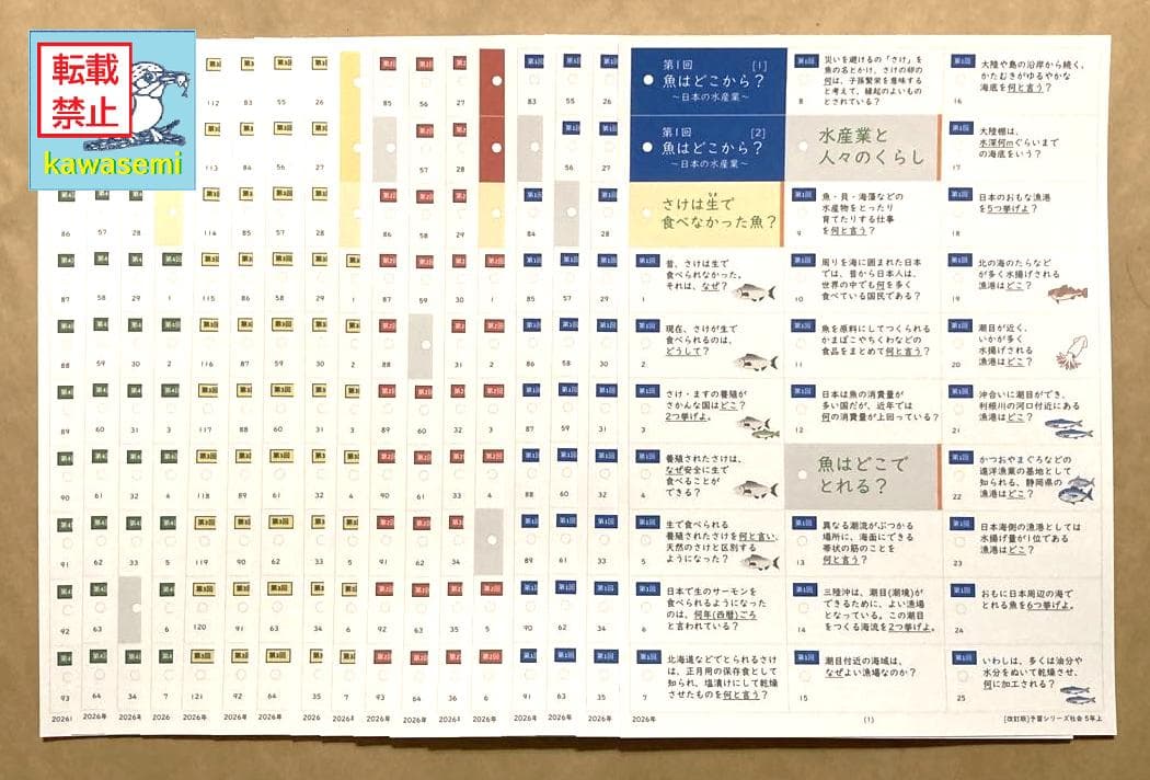 カット済【中学受験】予習シリーズ 社会 5年上(第1-4回) 地理 暗記カードb