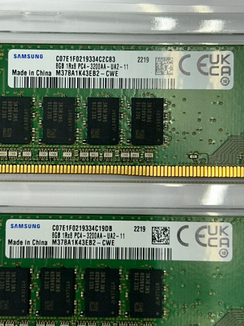 Samsung 8GB DDR4 2枚セット M378A1K43EB2-CWE