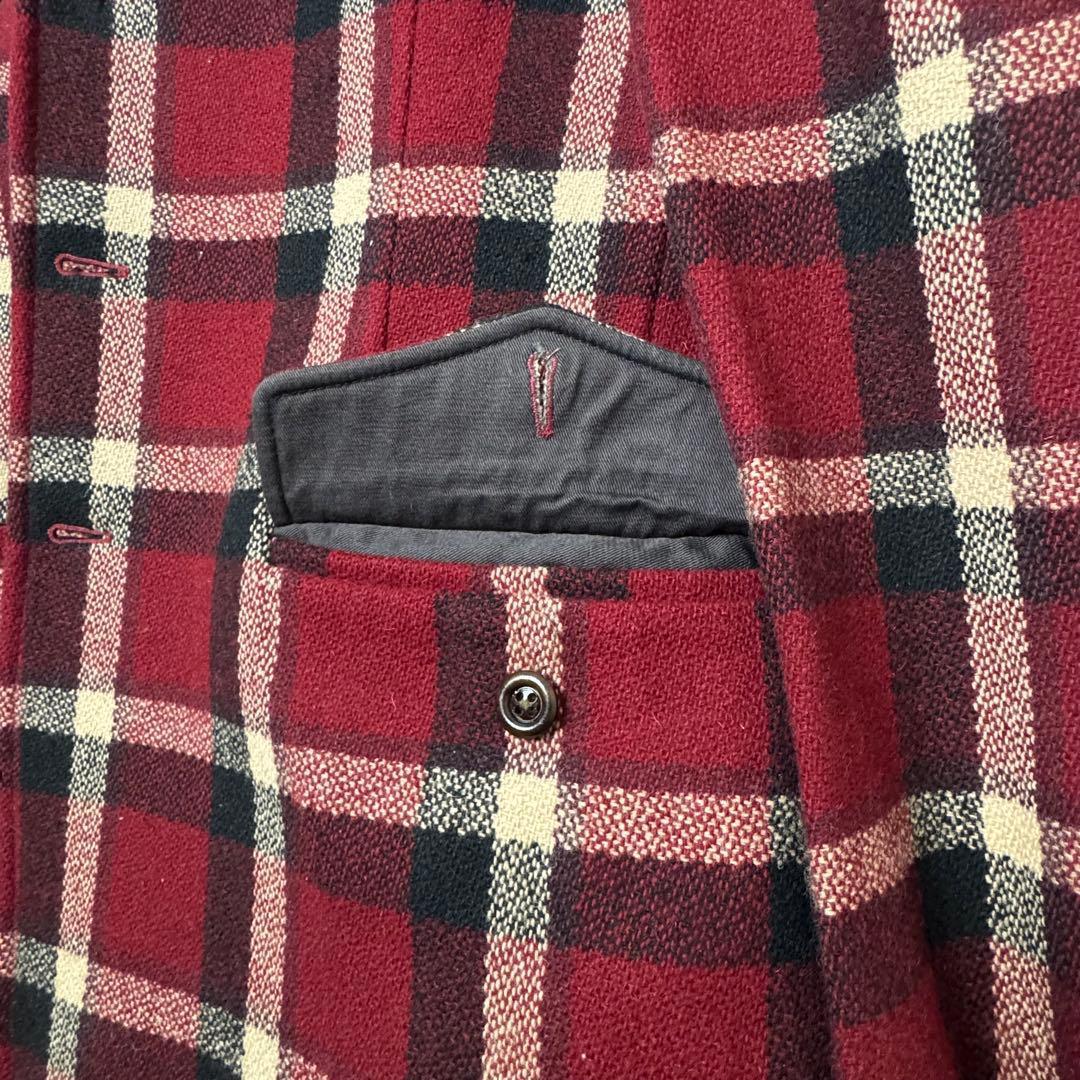 RRL ラルフ チェック ウール テーラードジャケット レッド 赤M