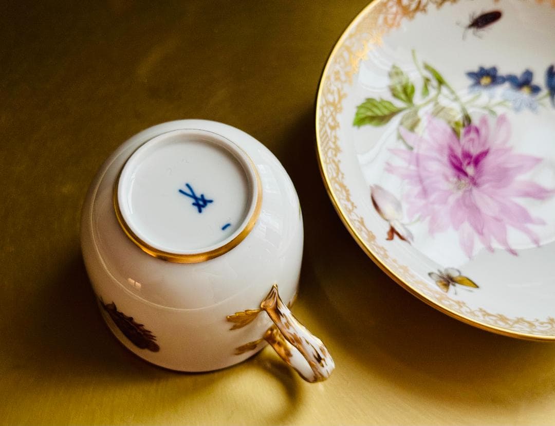 最高峰マイセン| Meissen「FFブルーメ」カップ&ソーサー 未使用完品