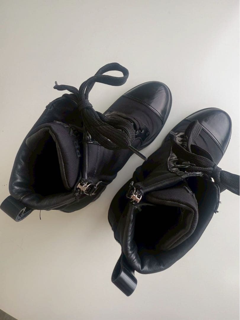 【極美品】PRADA プラダ モノリス ナイロン×レザー アンクルブーツ 37