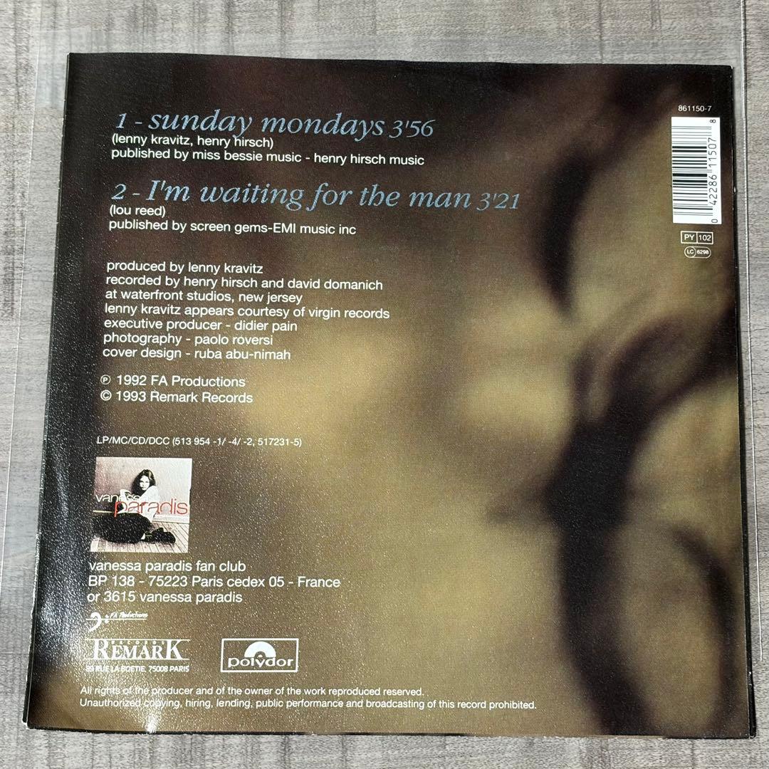 7EP 7インチ Vanessa Paradis Sunday Mondays