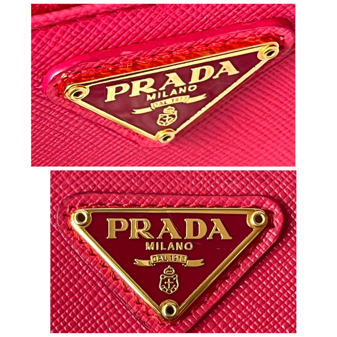 良品✨PRADA ミニ財布　ラウンドジップ　三角ロゴ　サフィアーノ　ピンク