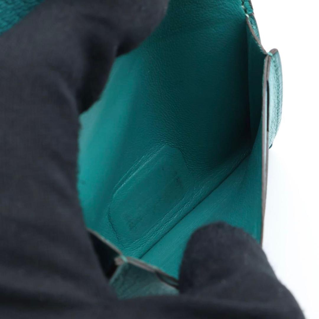 【極美品】HERMES ベアンミニ シェーブル　グリーン系二つ折り財布