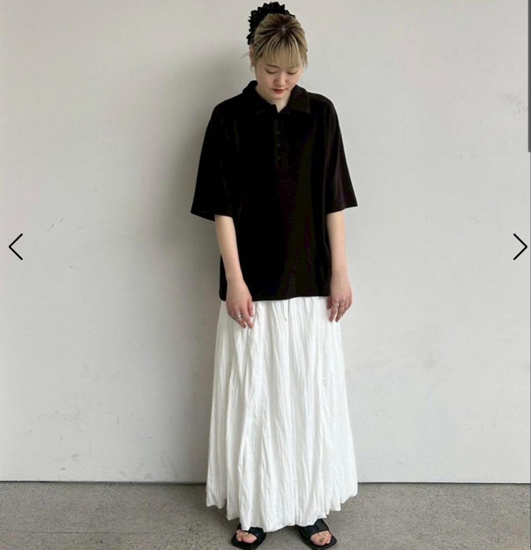 anuke アンヌーク Pile Polo Tops チャコールグレー パイル