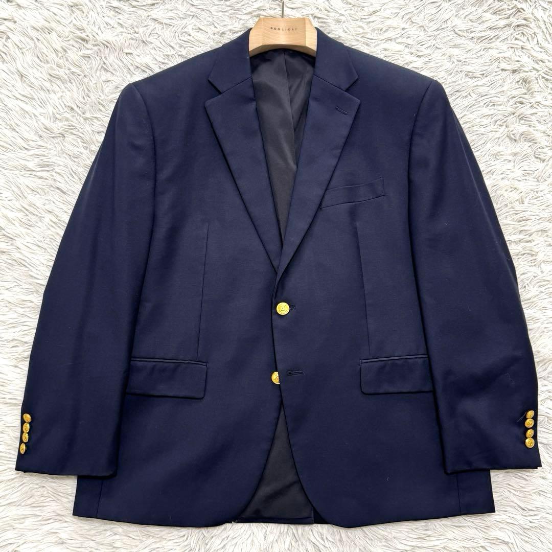 希少2XL ラルフローレン ヘルメットボタン 紺ブレ ブレザー 金ボタン 濃紺