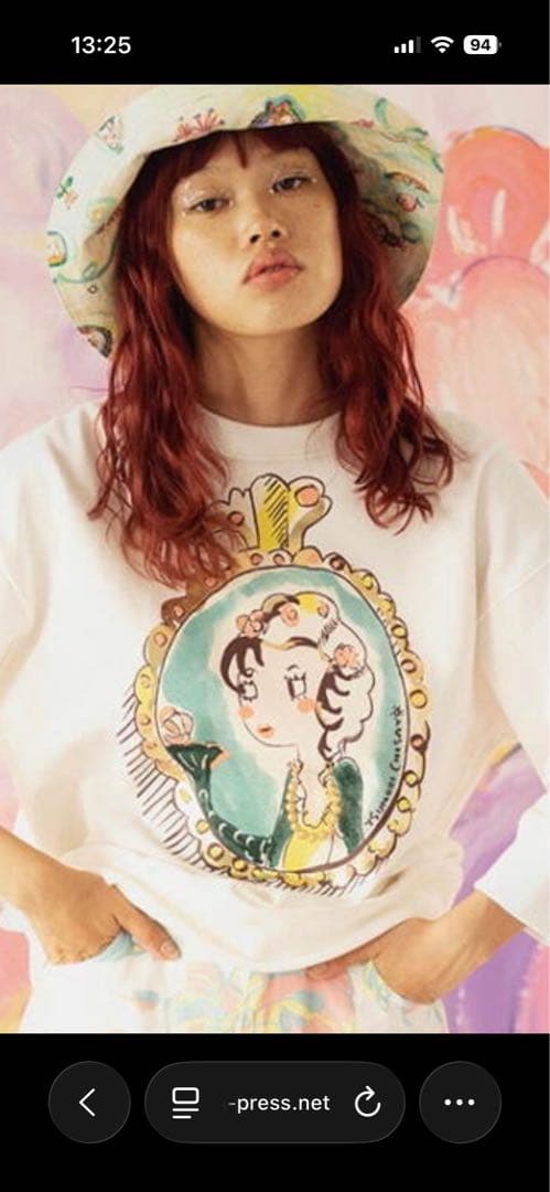 ツモリチサト　袖フリルTシャツ（ピンク）