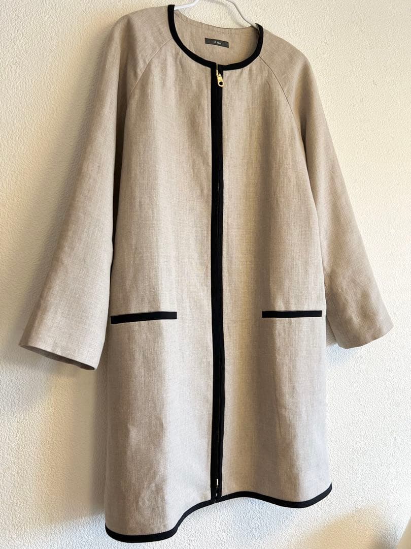 ✼美品✼ イエナ リネン パイピング シンプル ノーカラーコート 春コート