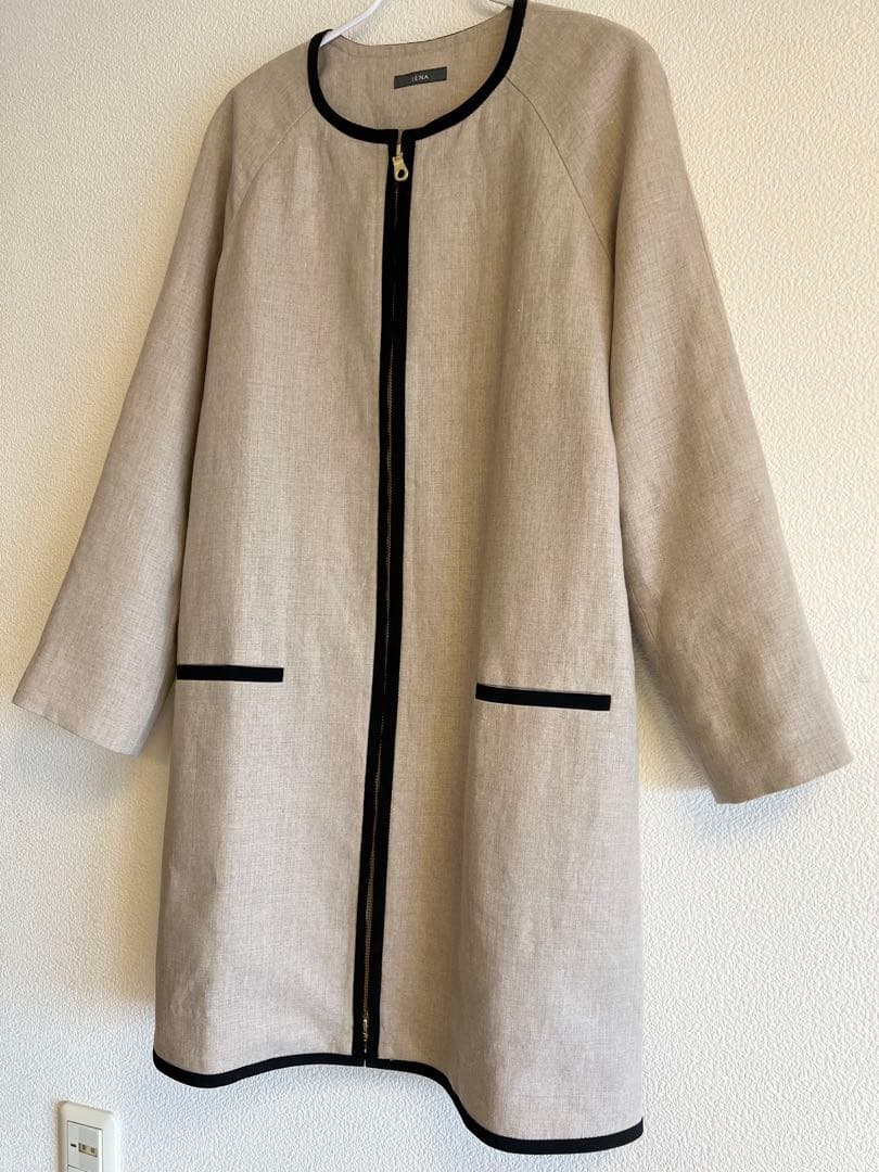 ✼美品✼ イエナ リネン パイピング シンプル ノーカラーコート 春コート