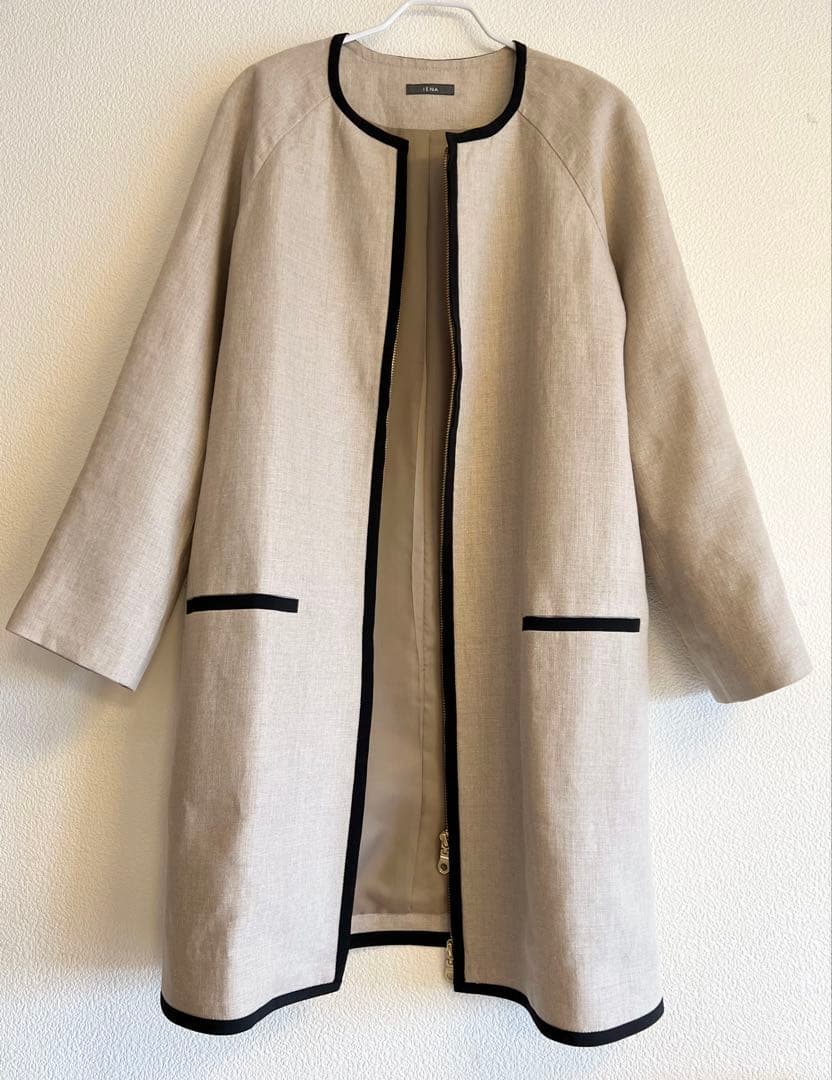 ✼美品✼ イエナ リネン パイピング シンプル ノーカラーコート 春コート