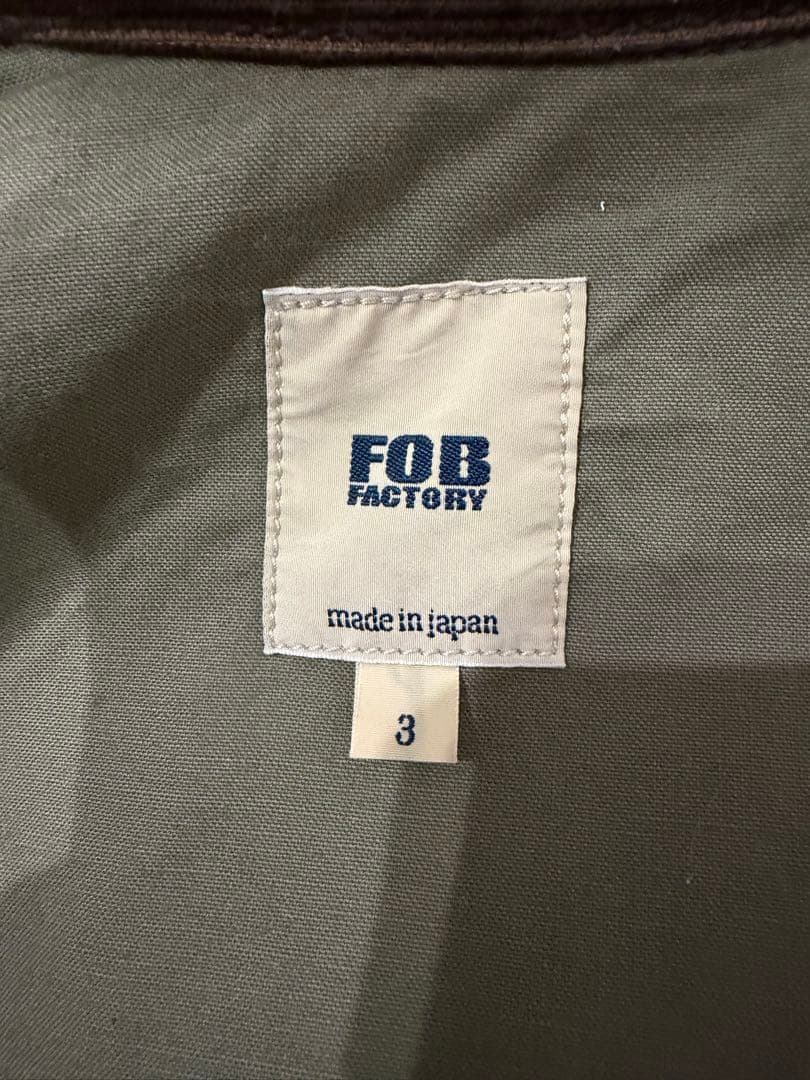 FOB FACTORY モールスキン / カバーオール　Lサイズ　オリーブ