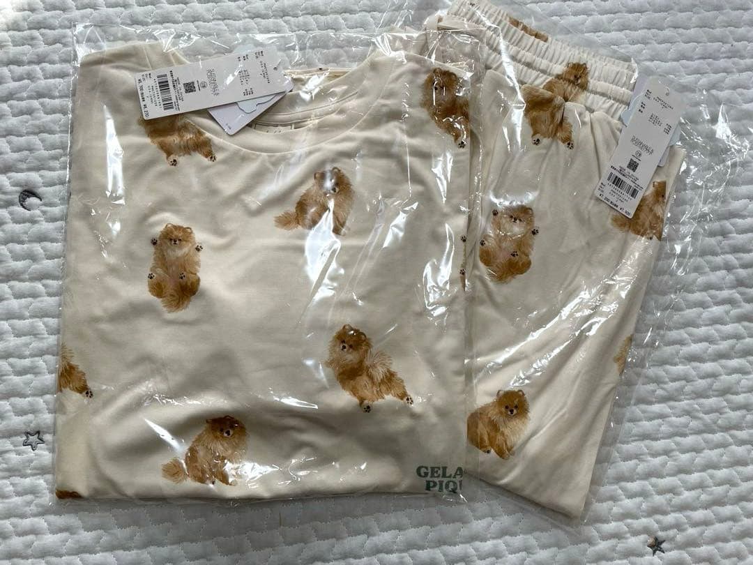 【新品】ジェラートピケ　ポメラニアン総柄ロンT &ロングパンツ