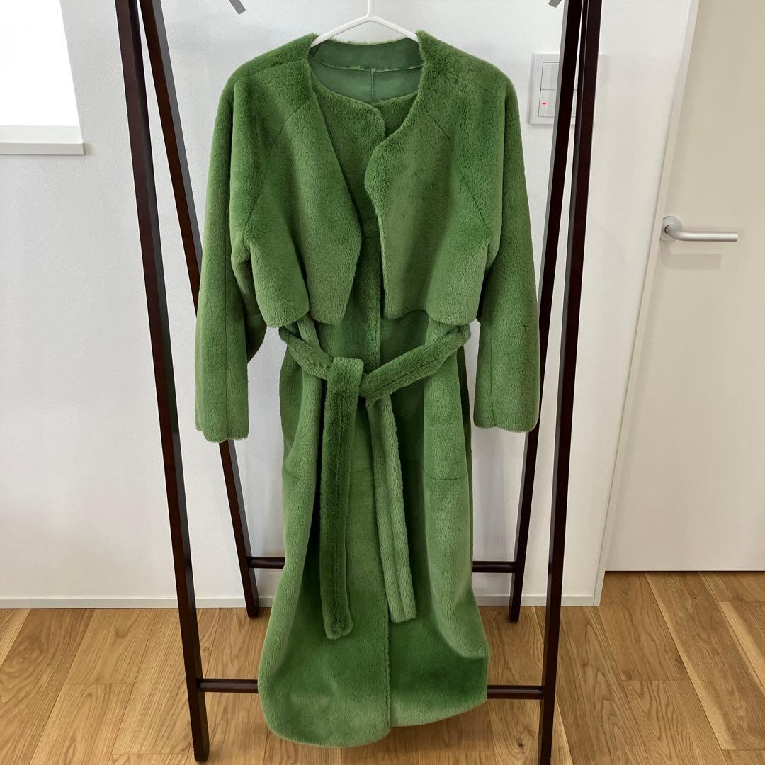 アメリ　ロングボアコート　グリーン　MANY WAYUSEFULBOACOAT