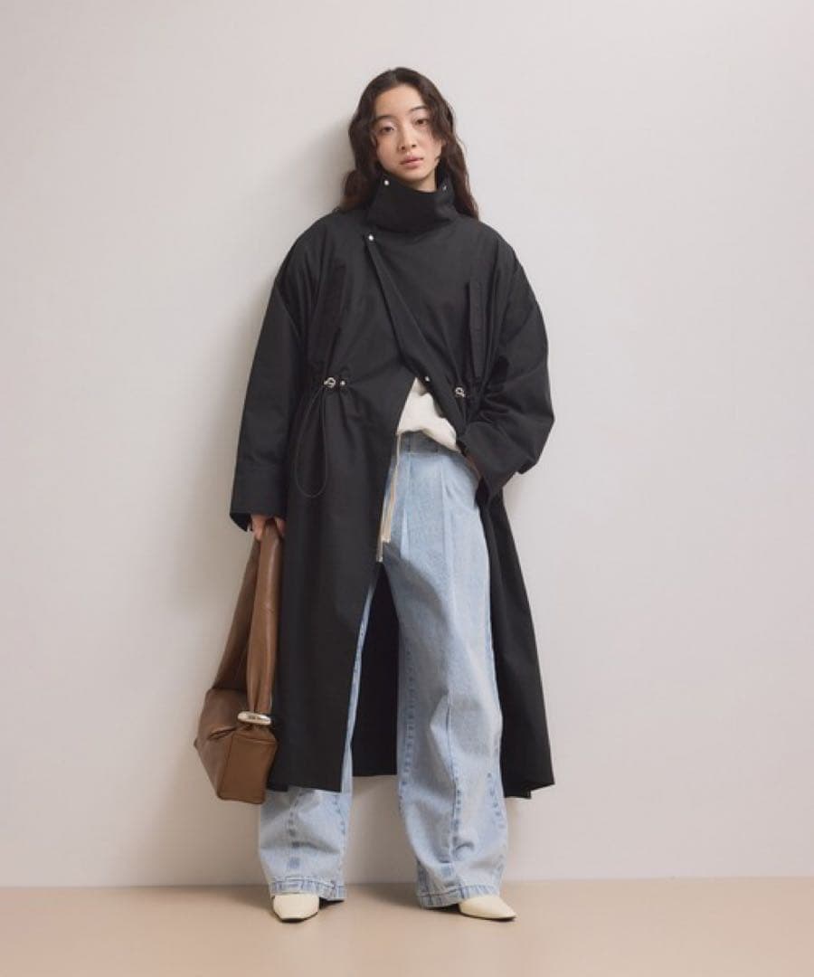 サステナブル スタンドカラーロングモッズコート