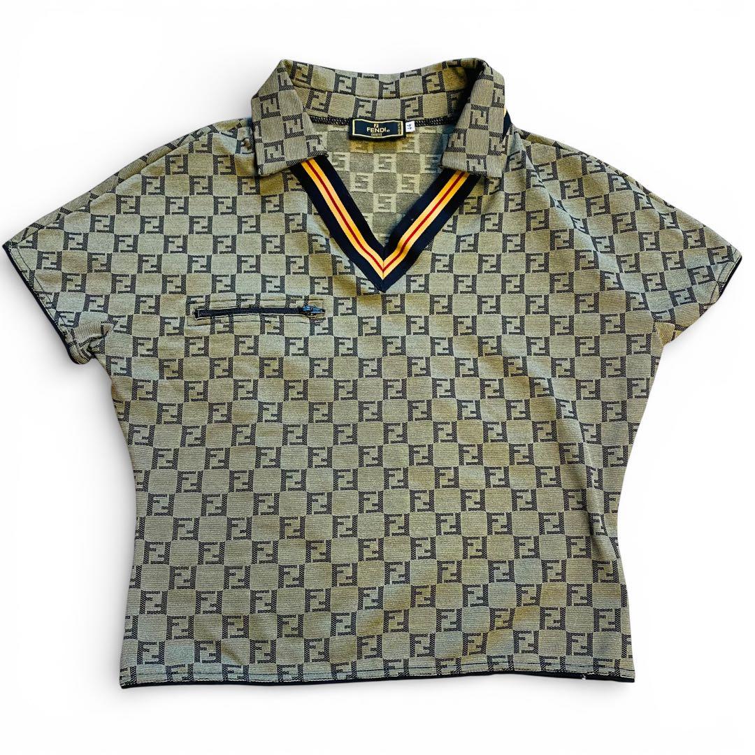 美品＊FENDI FF Zucca ポロシャツ 半袖 Size M イタリア製