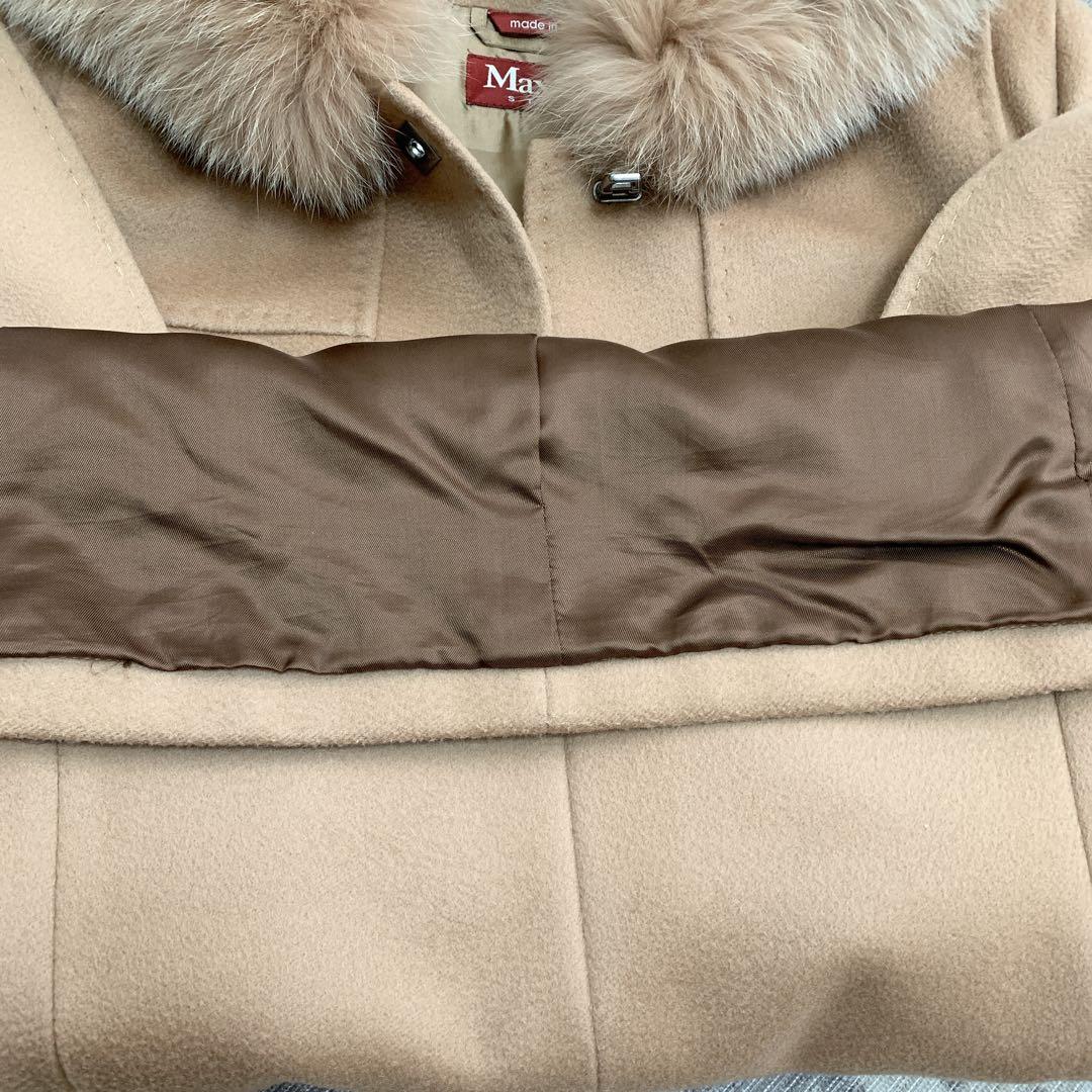 正規品 MAXMARA STUDIO フォックスファーフード付ウールコート 38