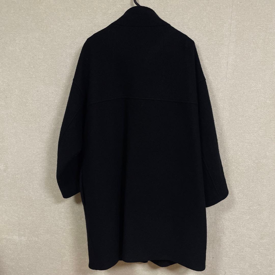 【コスCOS 】ファンネルネックウールコート　スタンドカラー　ブラック