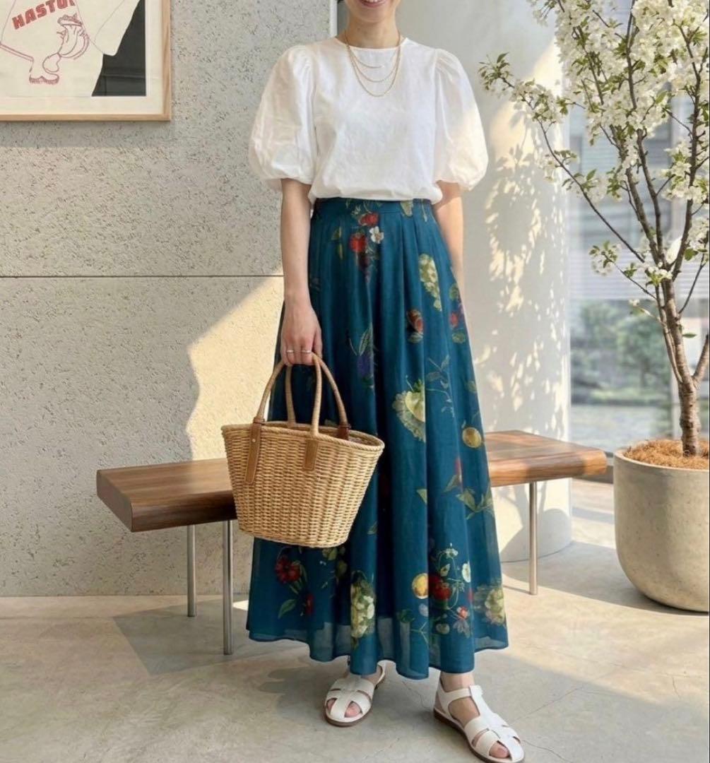 ⭐️極美品CABaNボタニカル ギャザースカート シルク トゥモローランド