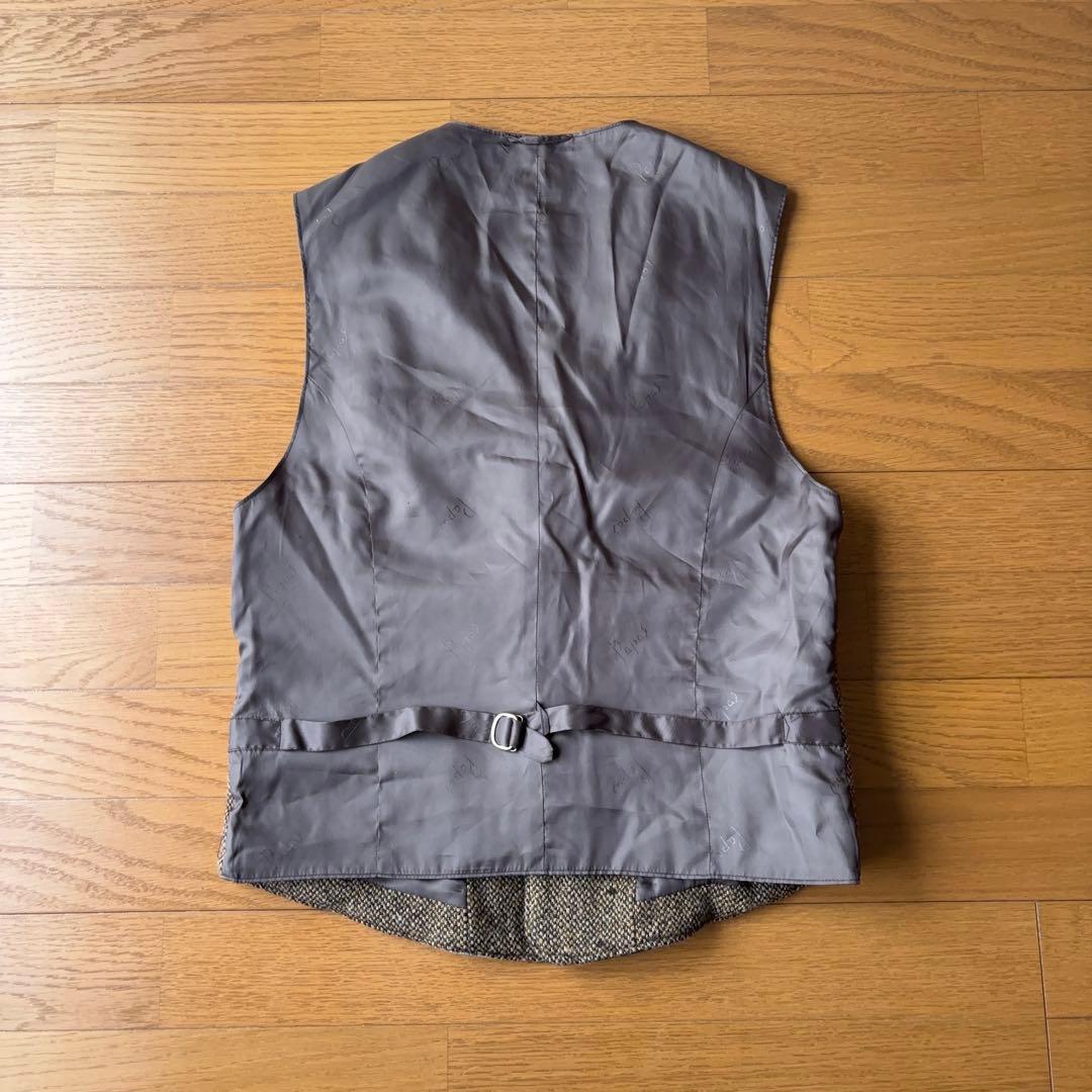 Papas x Harris Tweed ウールパッチワークベスト ジレ
