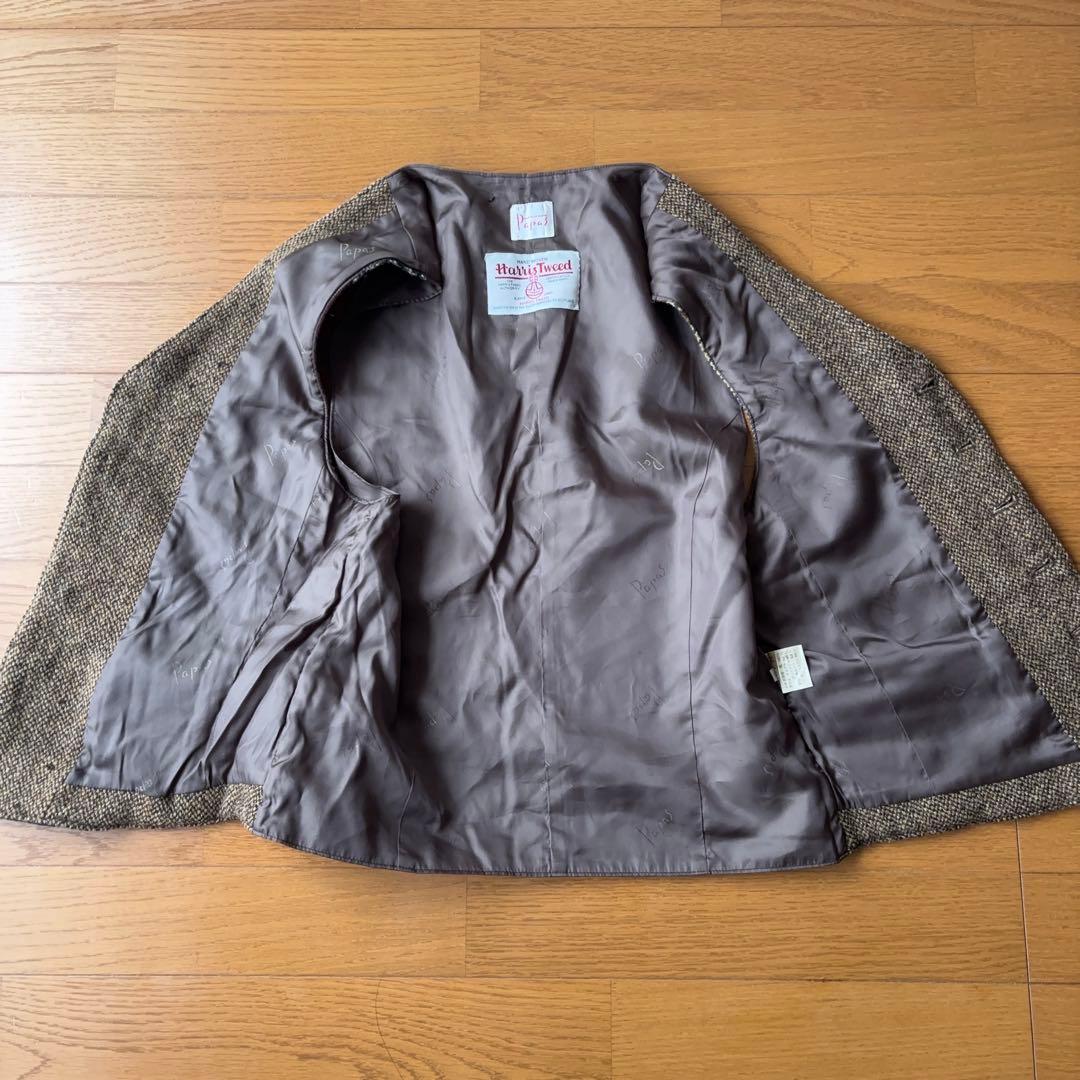 Papas x Harris Tweed ウールパッチワークベスト ジレ