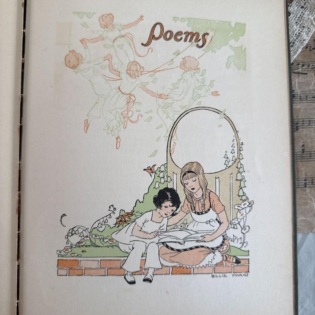 ステキな挿絵アンティーク児童書　洋書　古書　絵本ジャンクジャーナル素材　童話