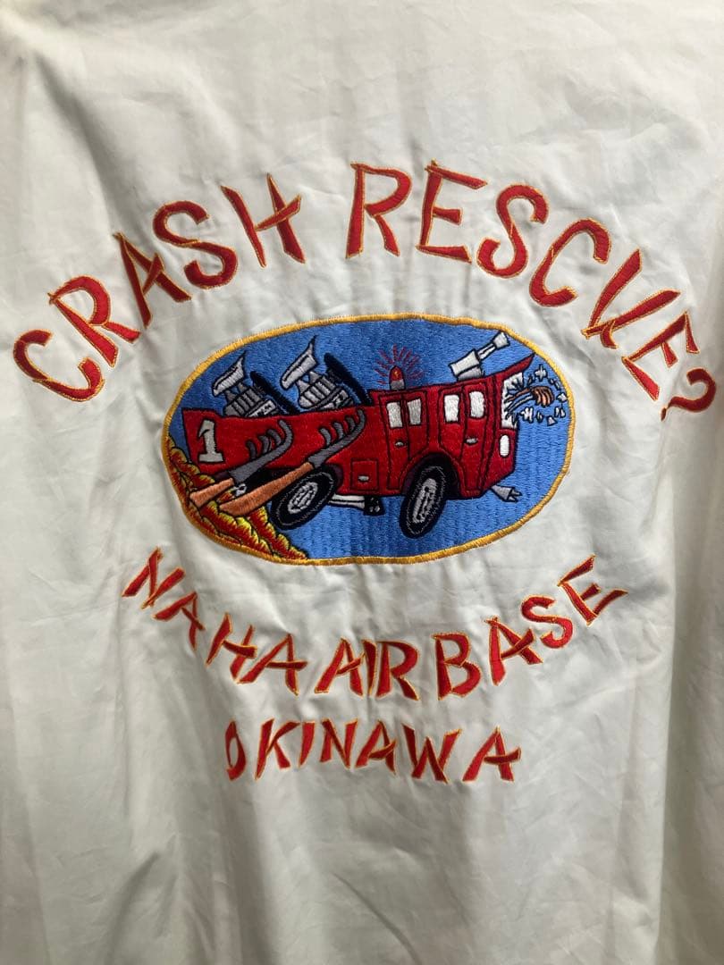 テーラー東洋 ベトジャン 那覇基地 消防車 刺繍 ホワイト Lサイズ