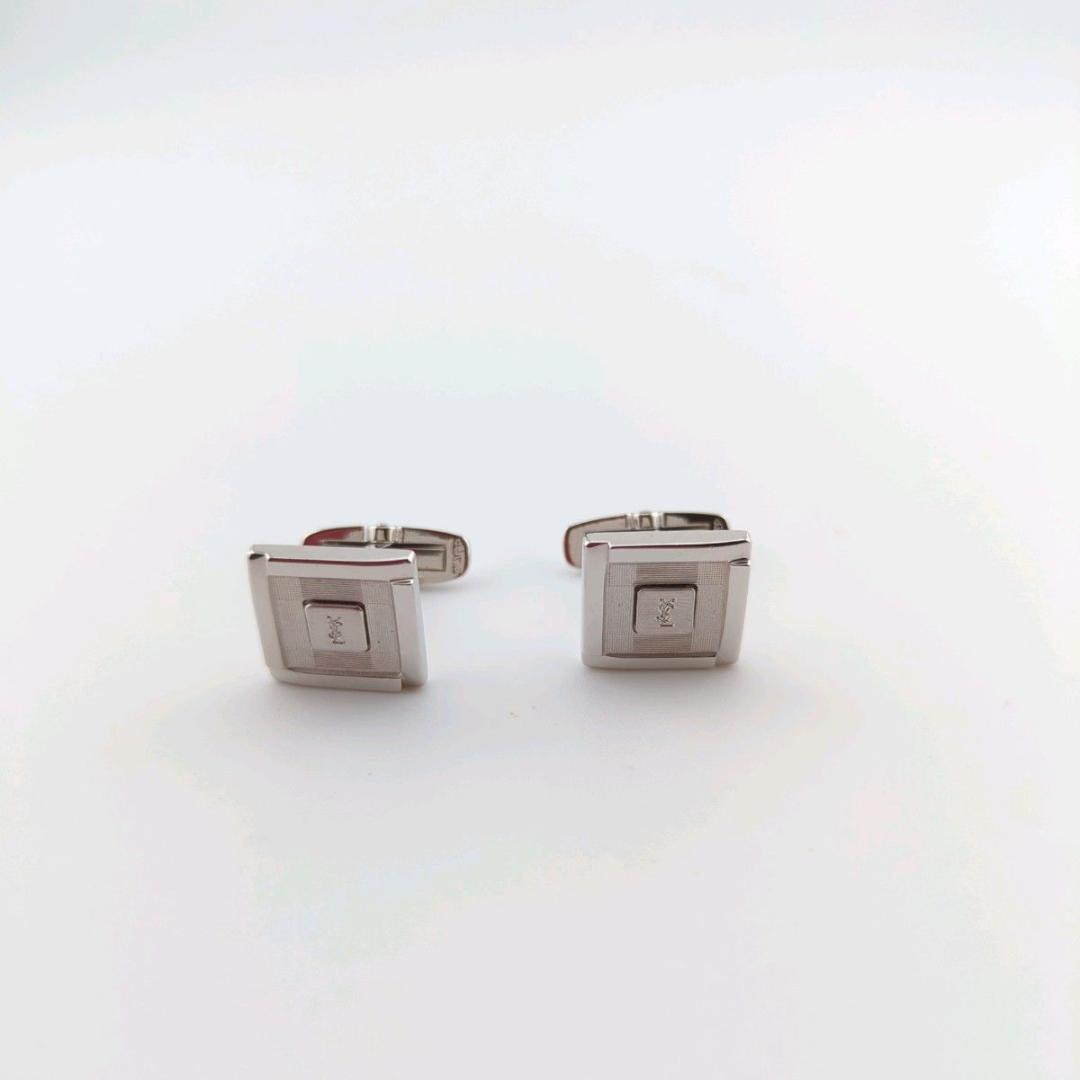 イヴサンローラン YSL カフス シルバー925 スクエア ロゴ メンズ