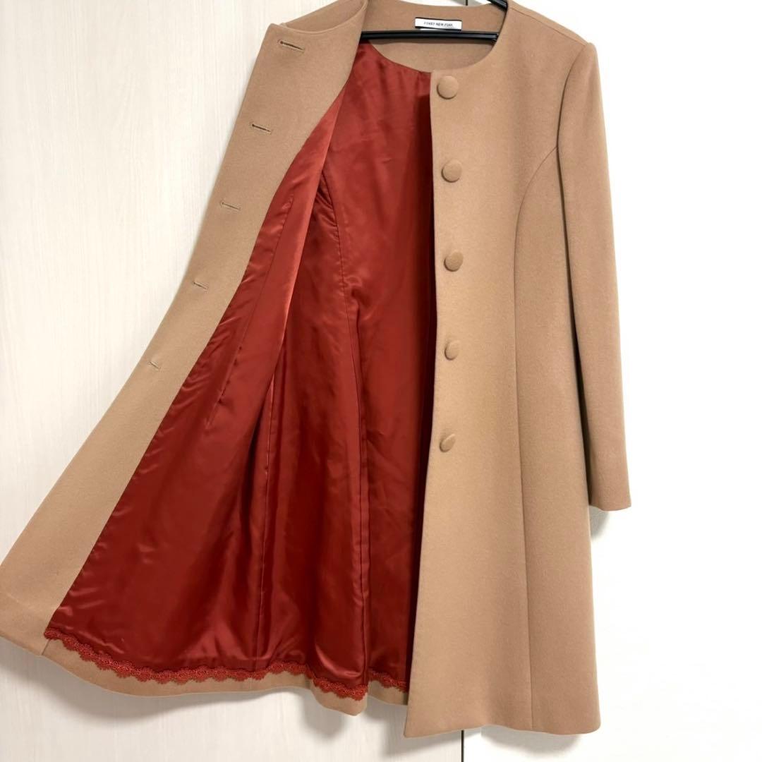 【極美品】FOXEY フォクシー ロングコート カシミヤ100% ノーカラー