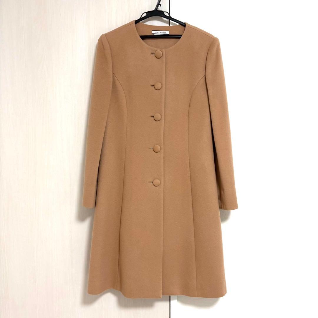 【極美品】FOXEY フォクシー ロングコート カシミヤ100% ノーカラー
