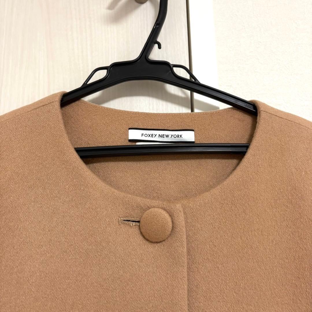 【極美品】FOXEY フォクシー ロングコート カシミヤ100% ノーカラー