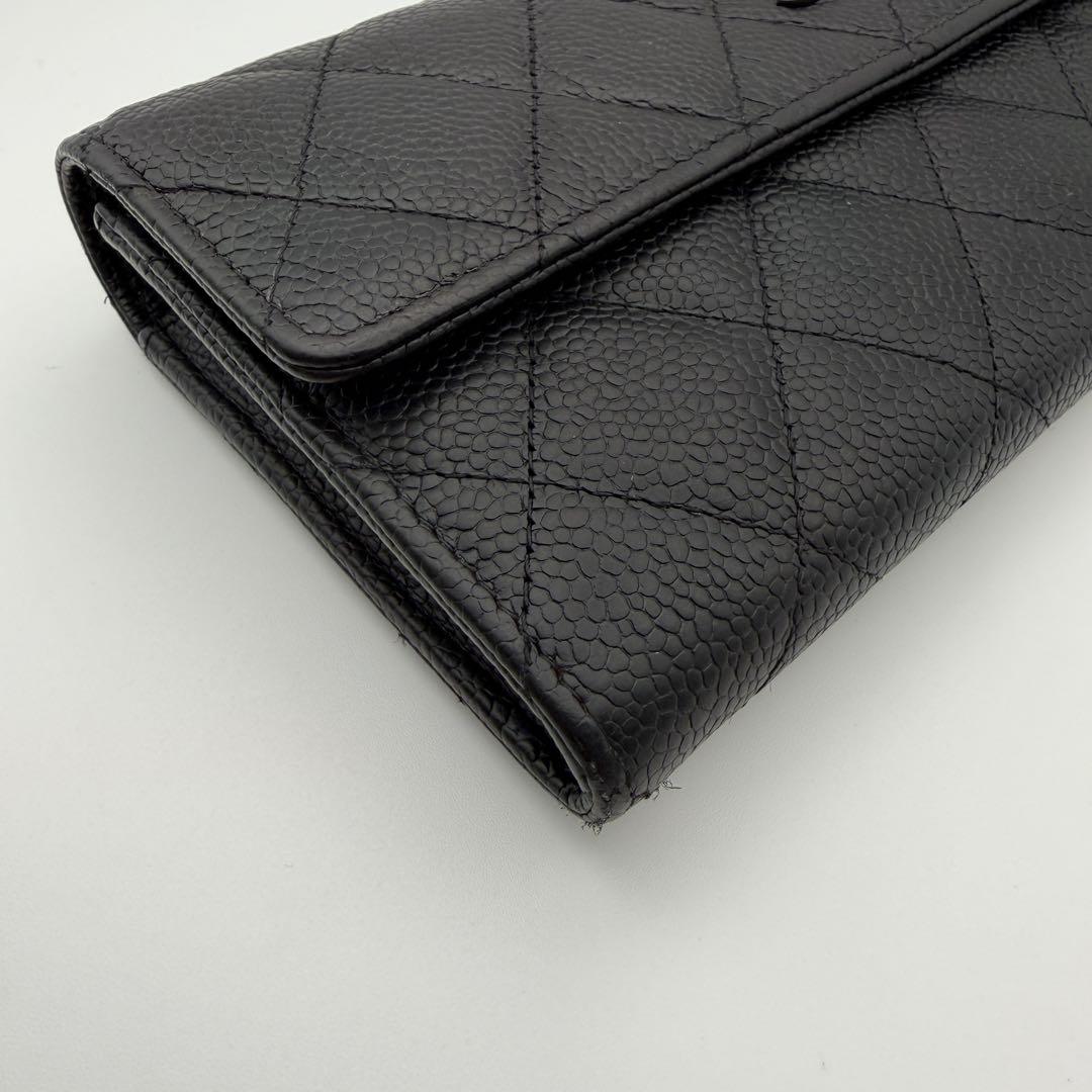 シャネル CHANEL 長財布 マトラッセ キャビアスキン 二つ折り 人気