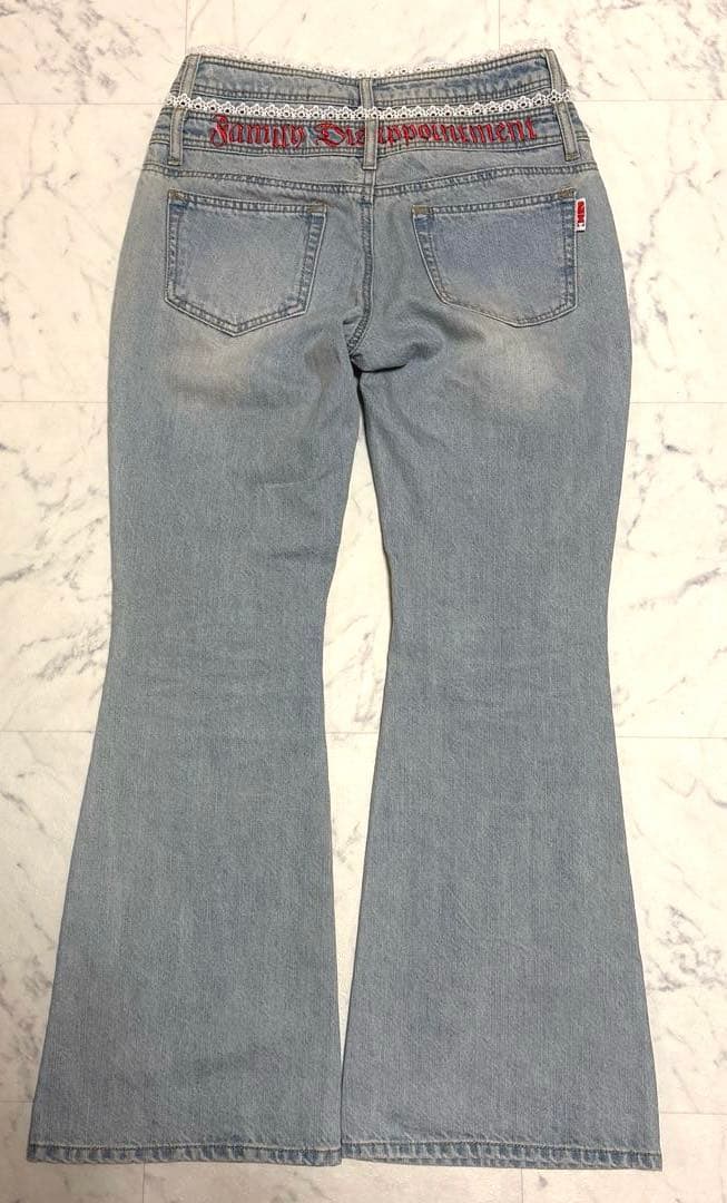 SCULPTOR レース ダブルウエスト ブーツカット デニムパンツ Sサイズ