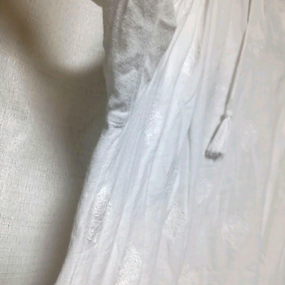 難あり美品✦HOUSE OF LOTUS/コットン刺繍タッセルワンピース/M/白