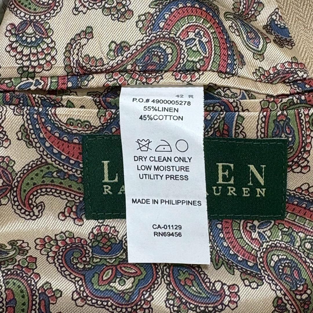 ◎美品 ローレンラルフローレン 希少デザイン ペイズリー 高級生地 春夏 麻混