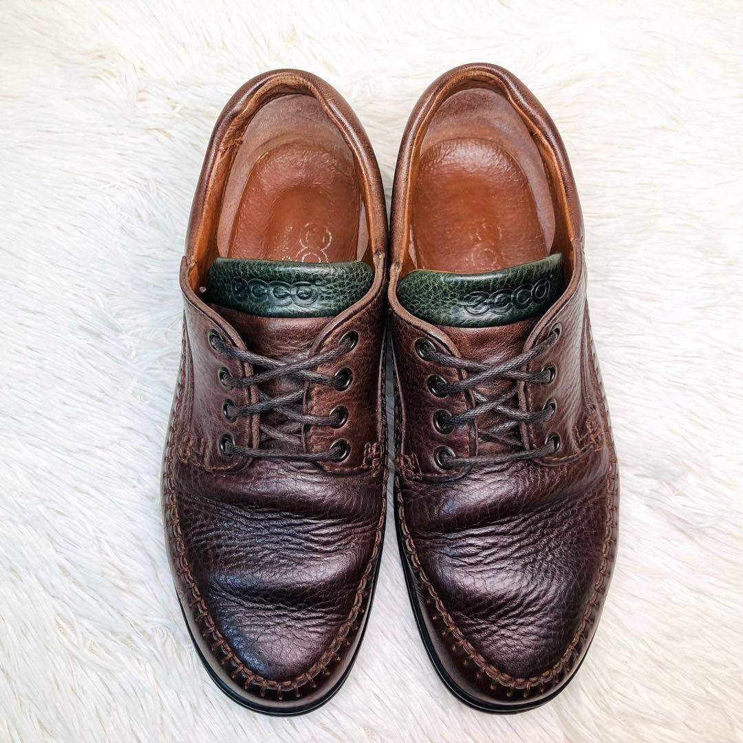 【名品】ECCO 40 レザースニーカー シボ革 コンフォートウォーキング