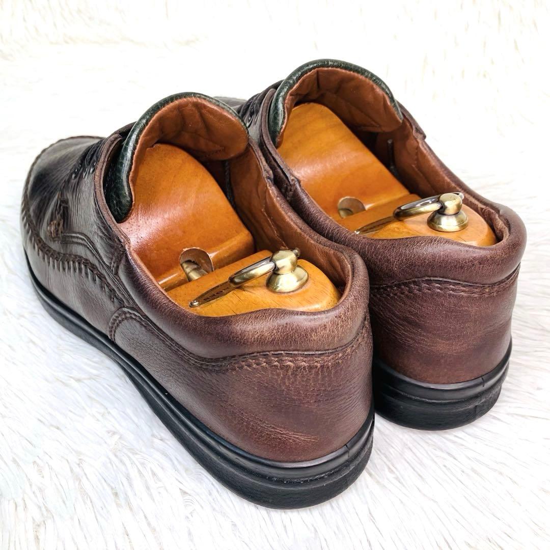 【名品】ECCO 40 レザースニーカー シボ革 コンフォートウォーキング