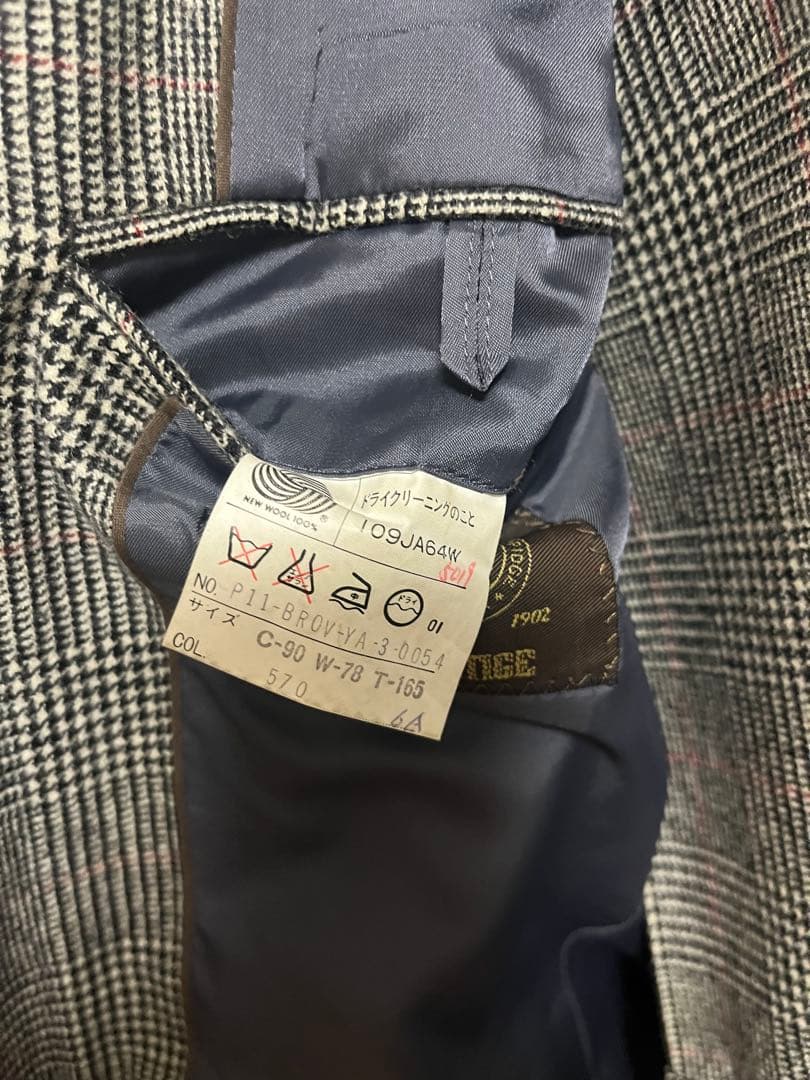 【美品】Jプレスプレステージ　フランネル　2Bスーツ　S相当　グレンチェック