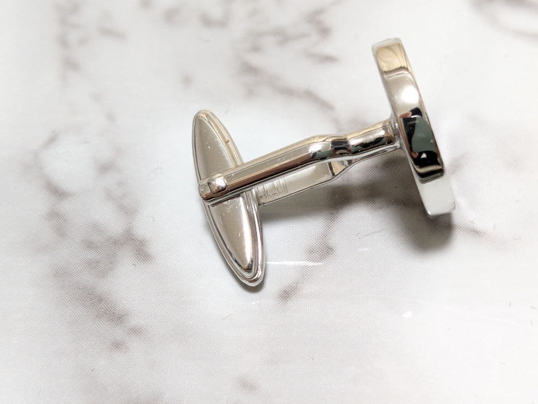 ダンヒル　Dunhill　ラウンド　オニキス　シルバー　925　カフス　ブラック