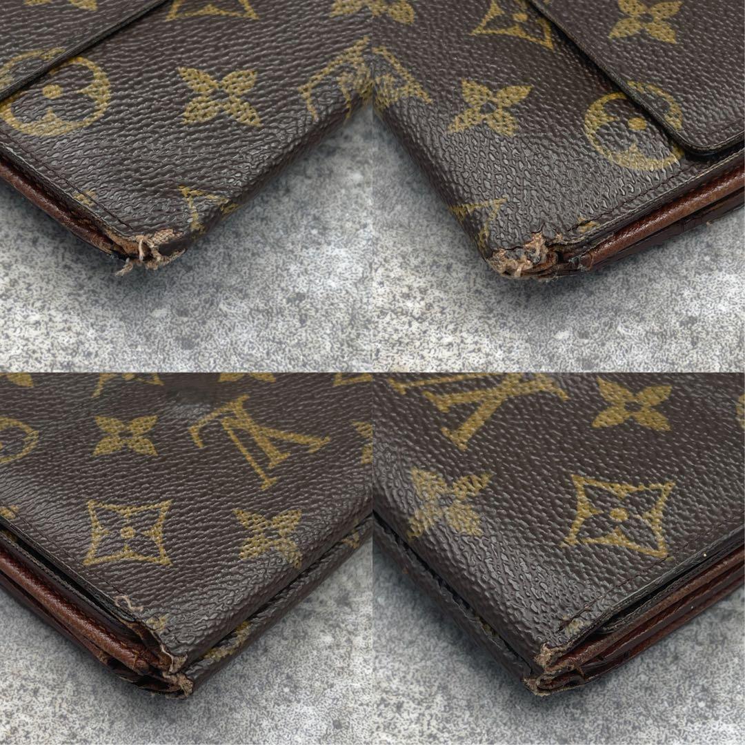 【微美品】ルイヴィトン 折り財布 モノグラム Wホック ブラウン 茶 レザー
