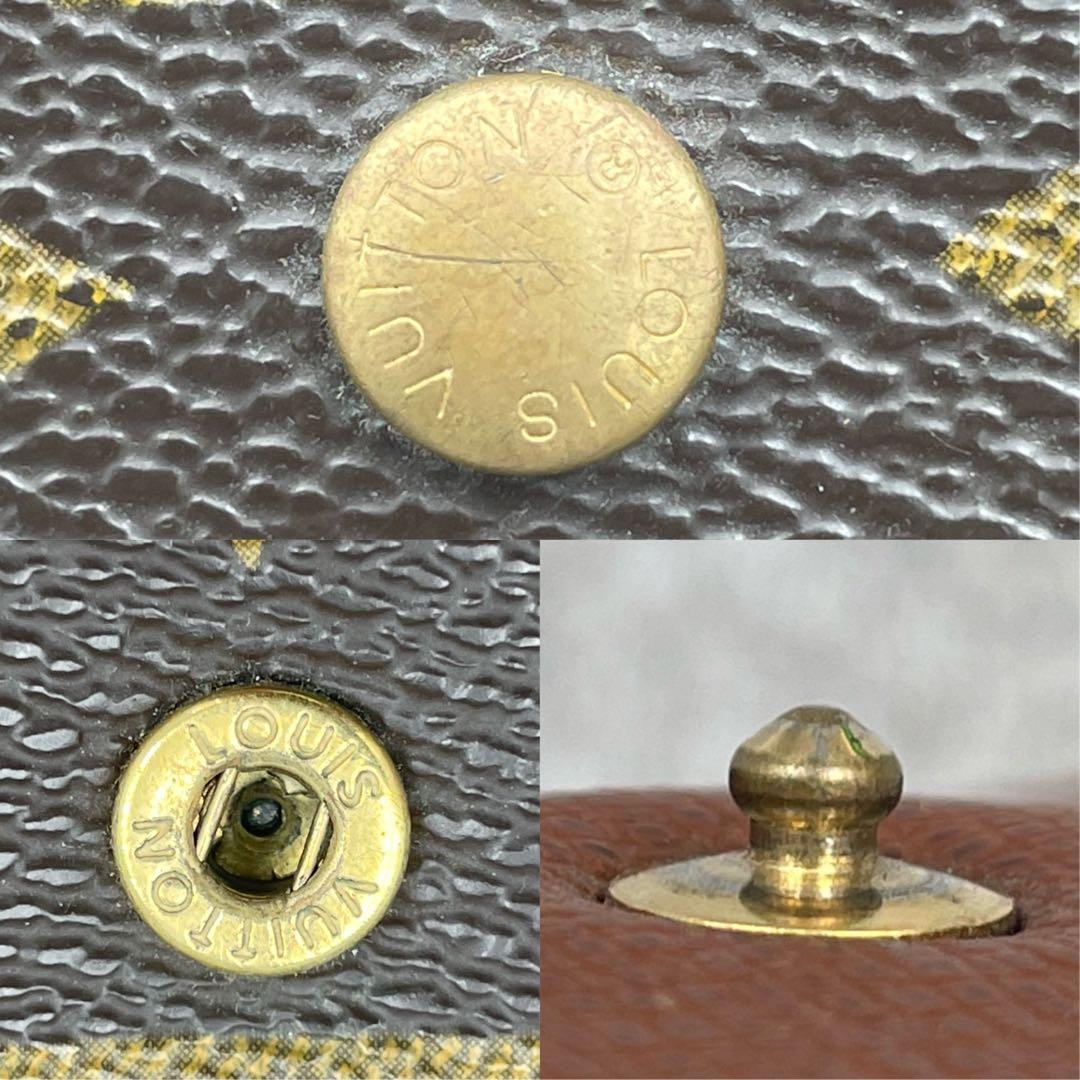 【微美品】ルイヴィトン 折り財布 モノグラム Wホック ブラウン 茶 レザー