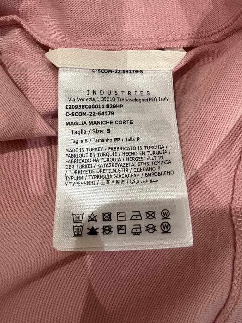モンクレール　レディース　半袖Tシャツ　　ピンク ロゴ Sサイズ