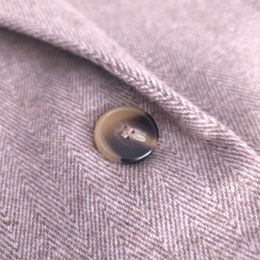 美品 ザラ ヘリンボーンウールブレンドストレートブレザー L