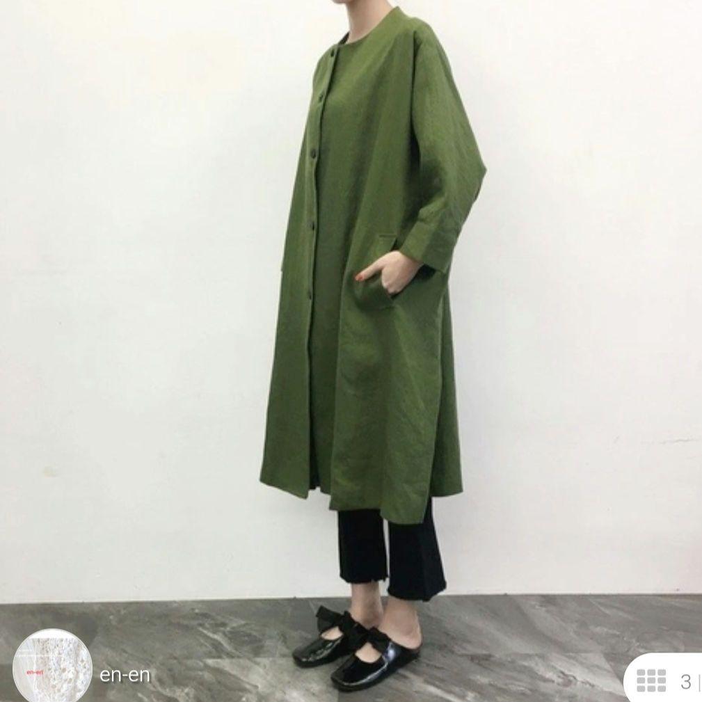 【タグ付新品】creema en-en 作家 ドルマン袖 リネンコート 裏地付