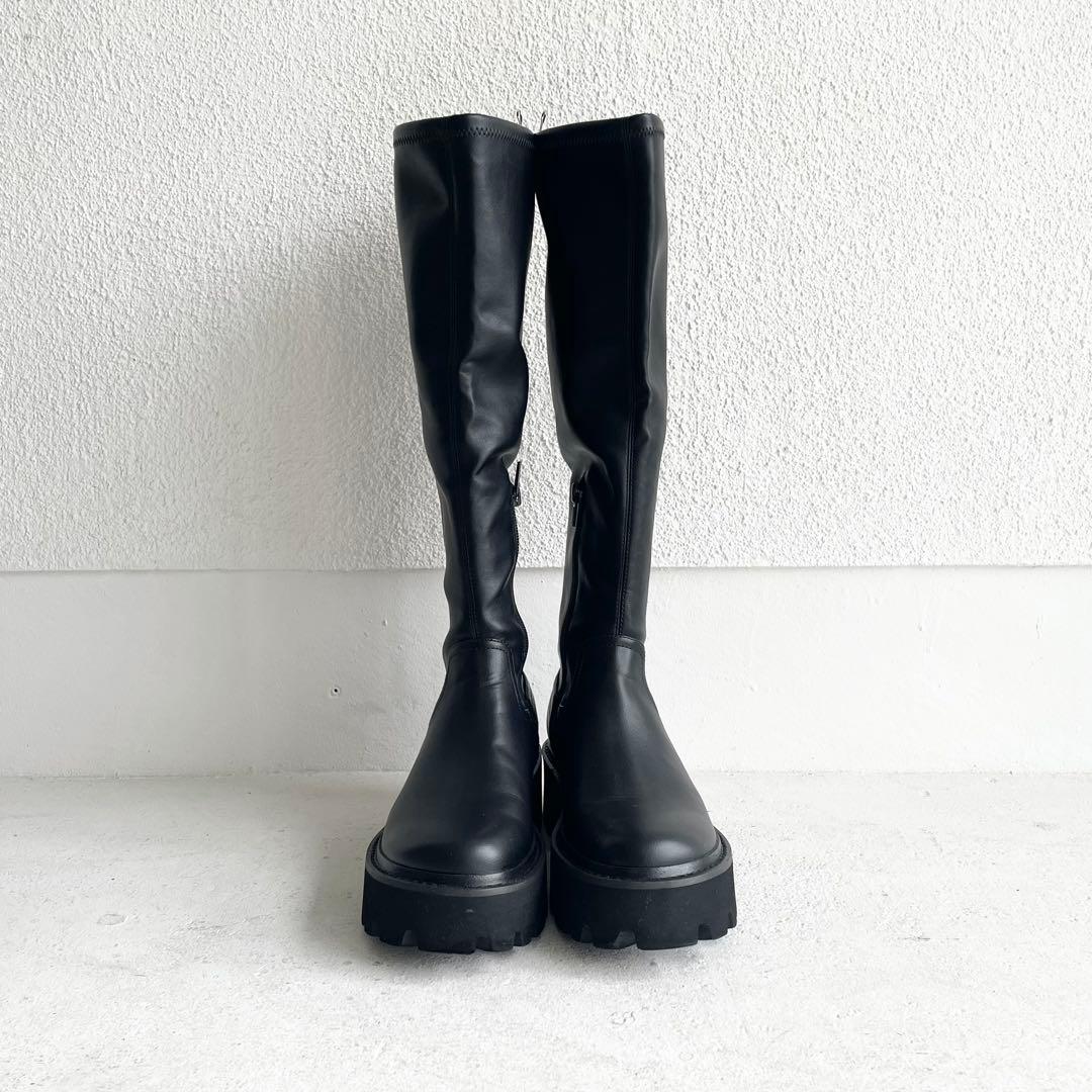 美品CHARLES & KEITH Imogen ロングブーツ ブラック22.5