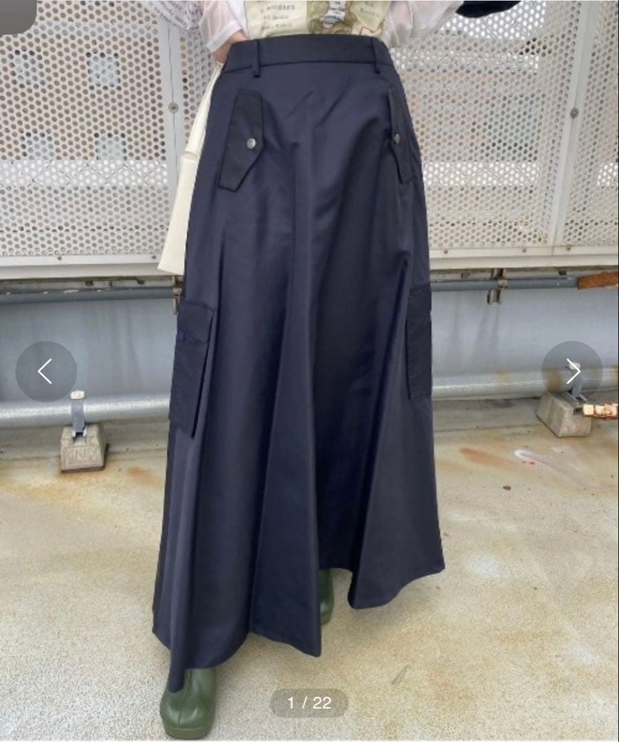 Ameri MサイズMILITARY SATIN FLARE SKIRT