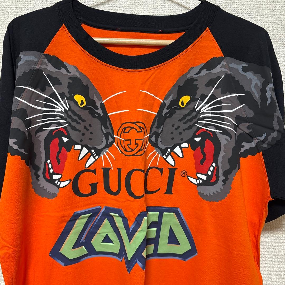 GUCCI ラグラン タイガープリントTシャツ オレンジ