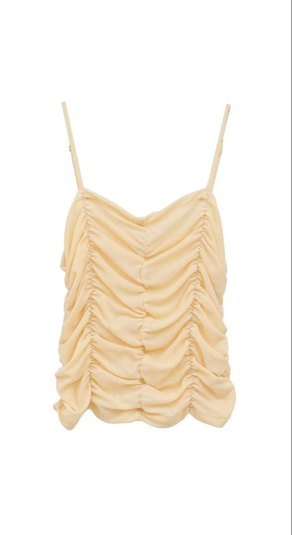 CLANE クラネ　SHIRRING CAMI TOPS IVORY