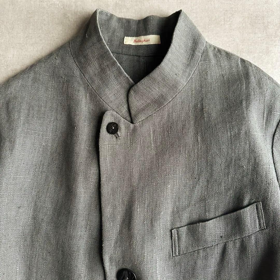美品▲Babaghuri ババグーリ//リネンコート▲グレー ゆったり