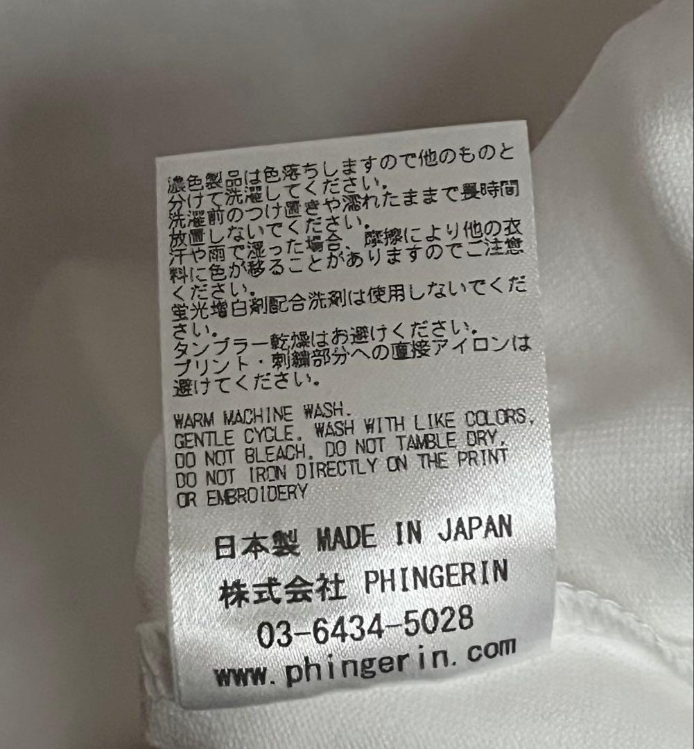 未使用　phingerin フィンガリン　Tシャツ 半袖　白　XL