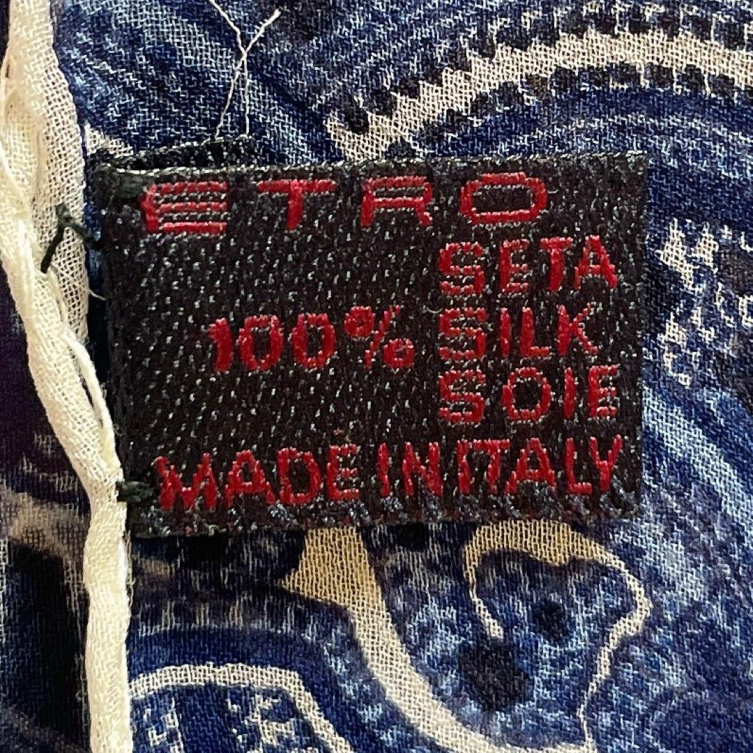 ETRO 大判ストール マフラー　シフォン　100%シルク イタリア製　ブルー